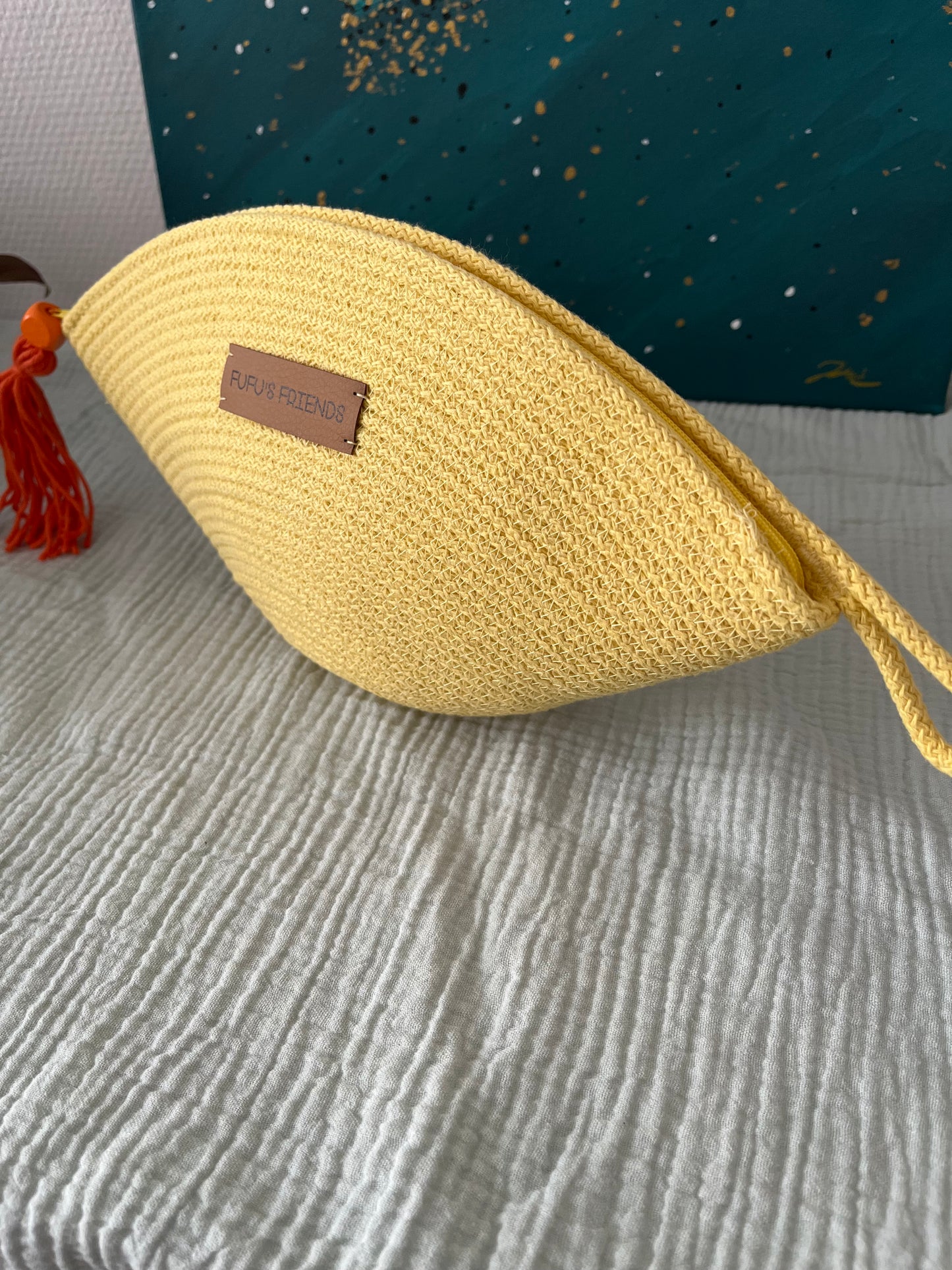 Makeup bag made from OEKO-TEX certified cord in pastel lavender.